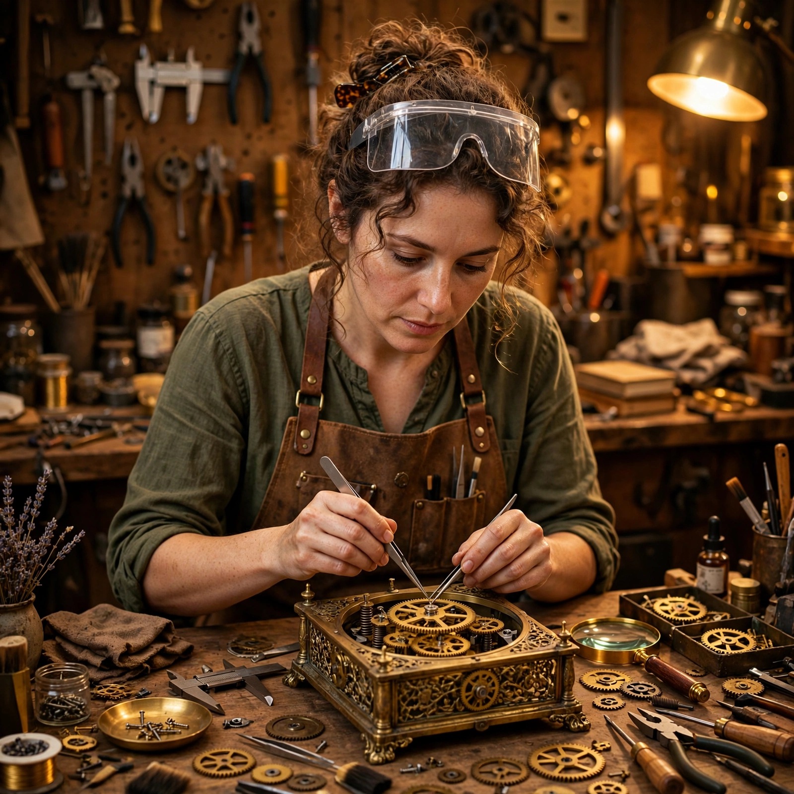 Antique Clock Restorer in Workshop