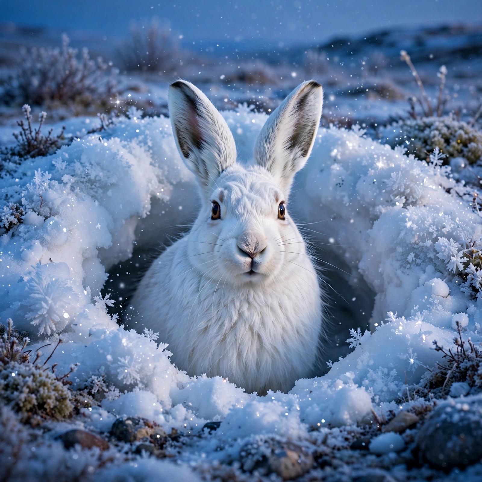 Arctic Hare Snow Burrow - square animals WhatsApp DP