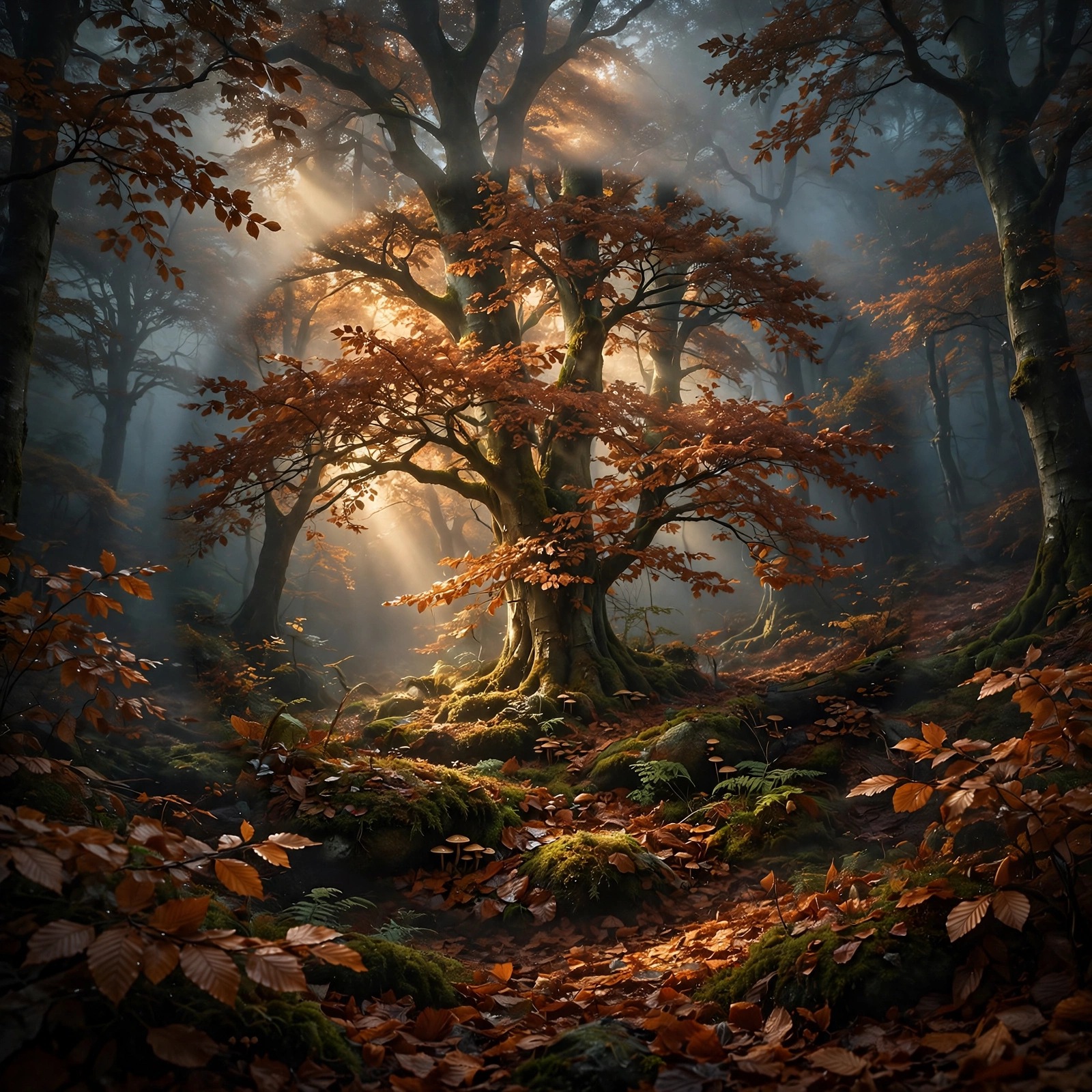 Autumn Beech Woodland Fog Nature Dp WhatsApp DP