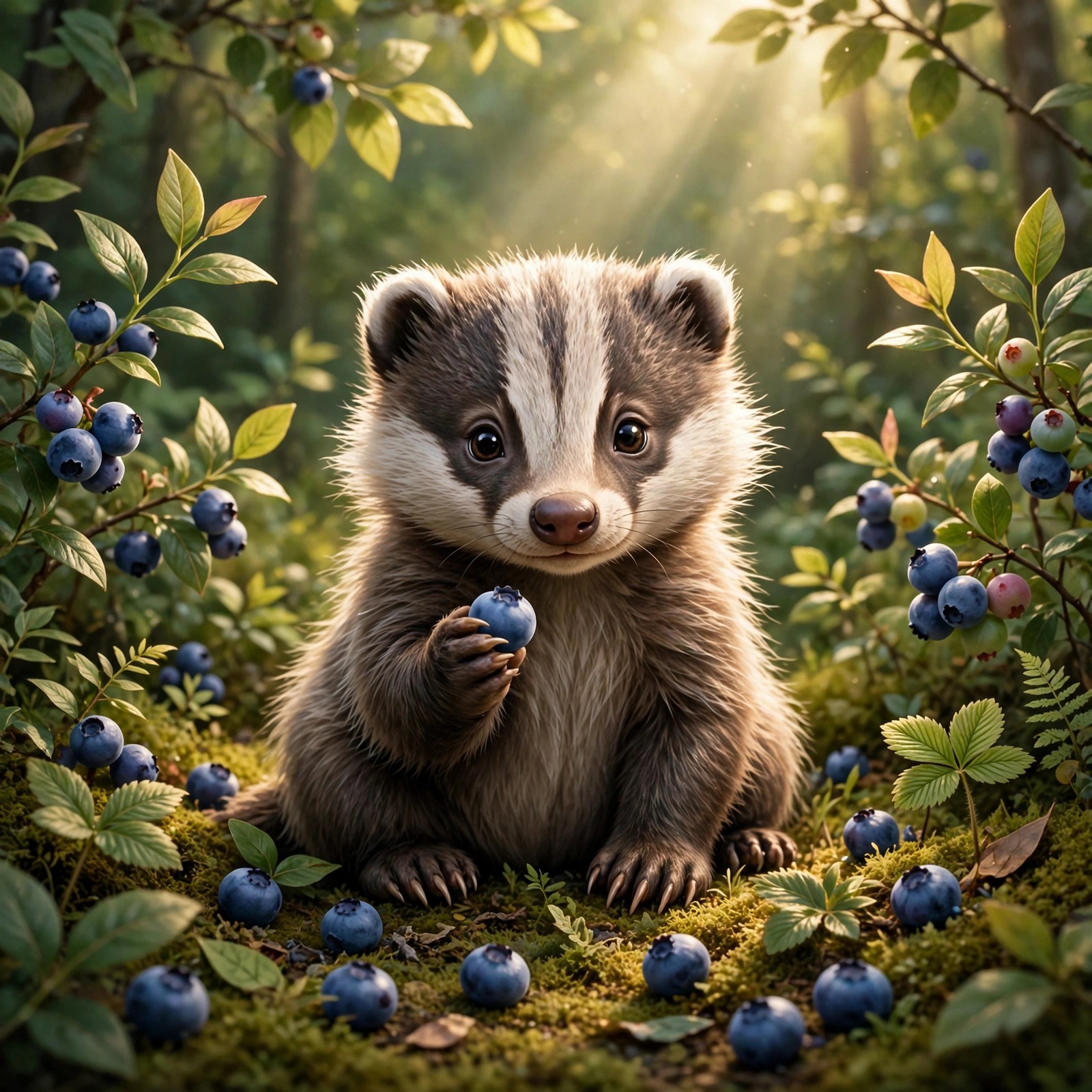 Baby Badger in a Blueberry Patch - Cute WhatsApp DP