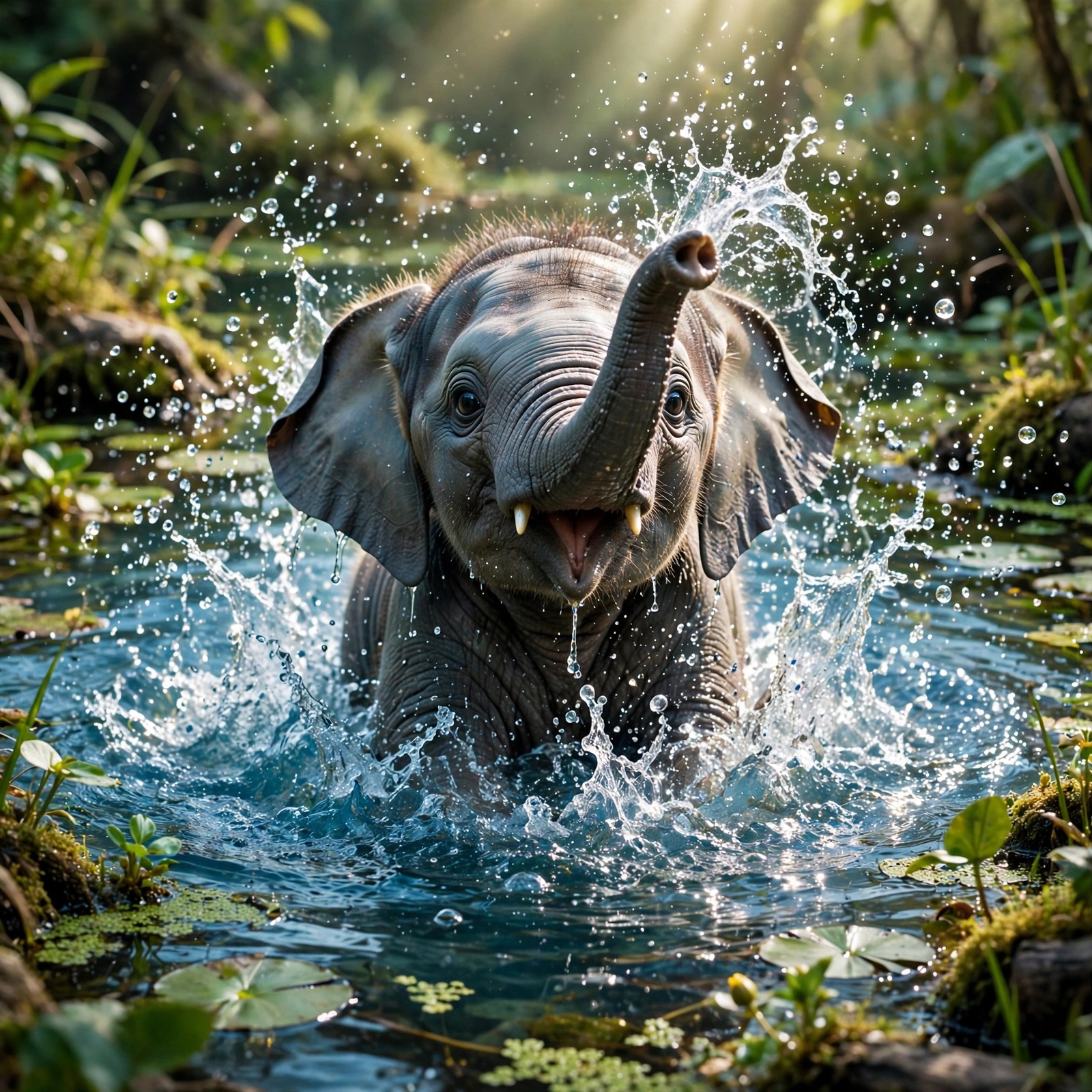 Baby Elephant Splashing, cute animals profile picture