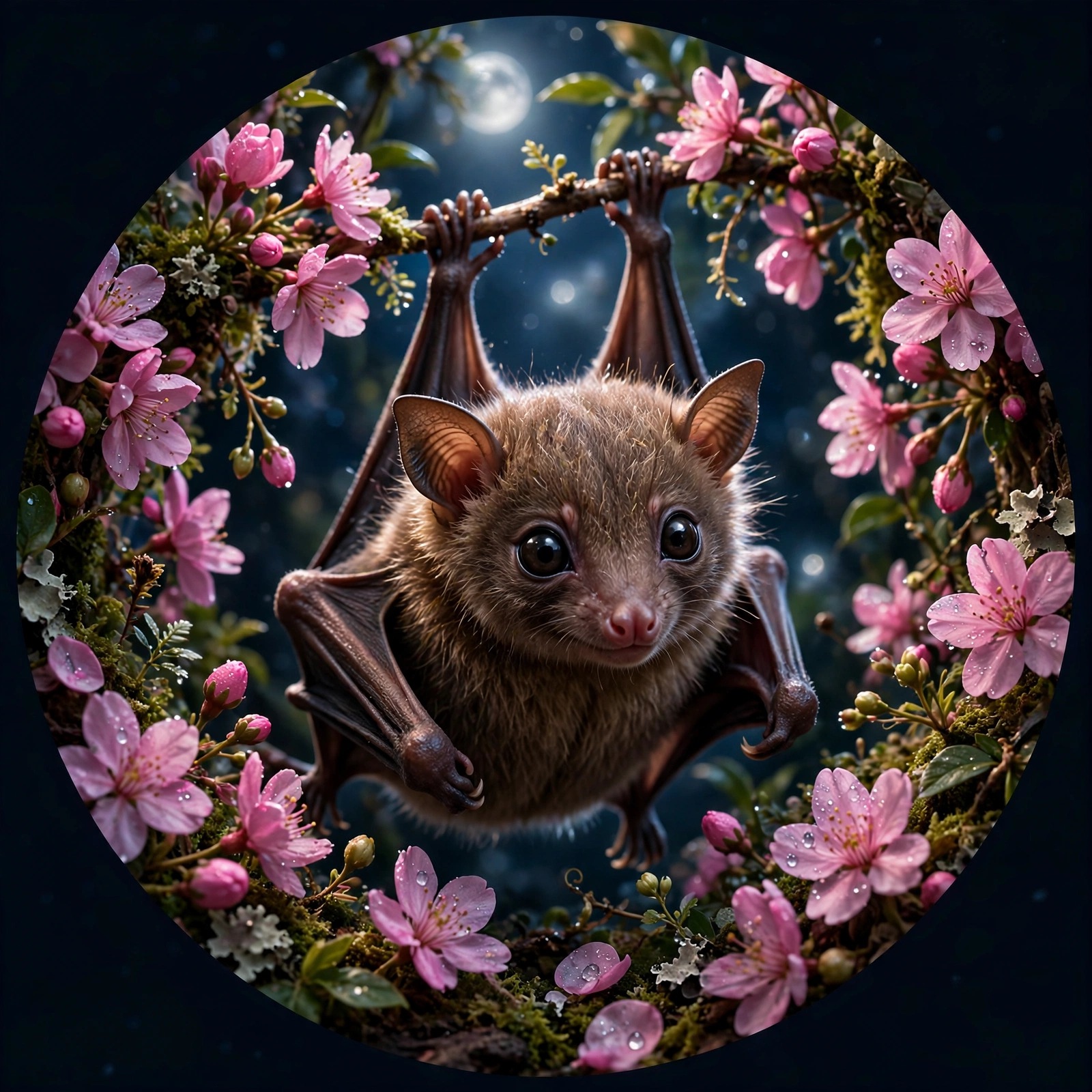 Baby Fruit Bat Among Night Blossoms