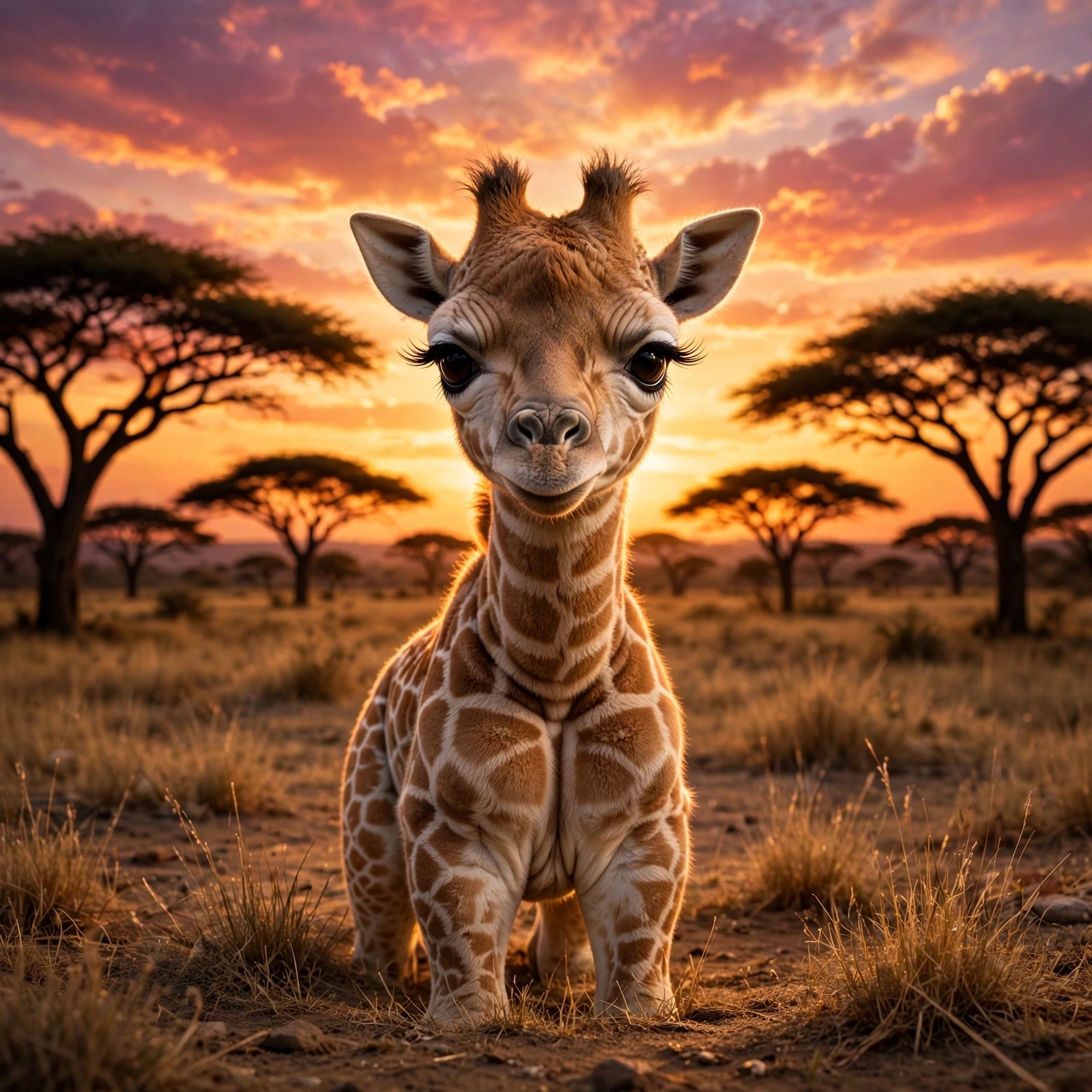 adorable baby giraffe in savanna at sunset cute dp