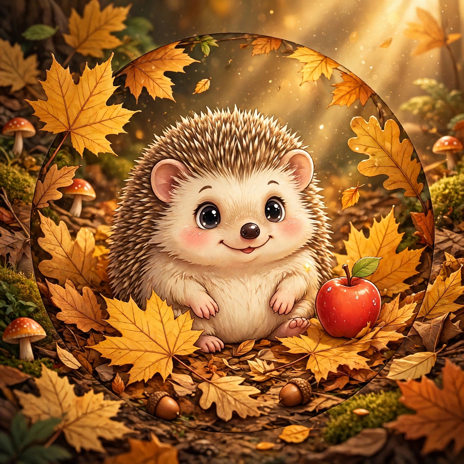 Baby Hedgehog in Autumn Leaves