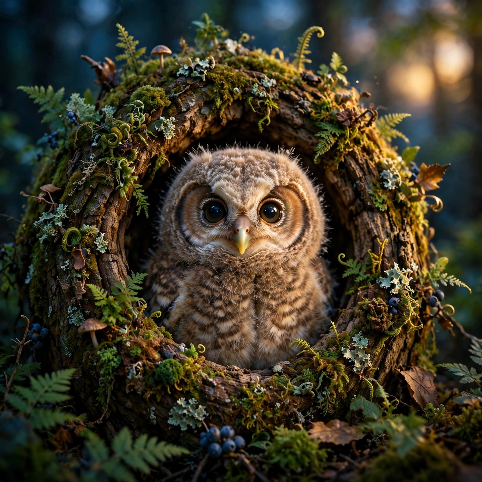 Baby Owl in Tree Hollow, cute animals profile picture