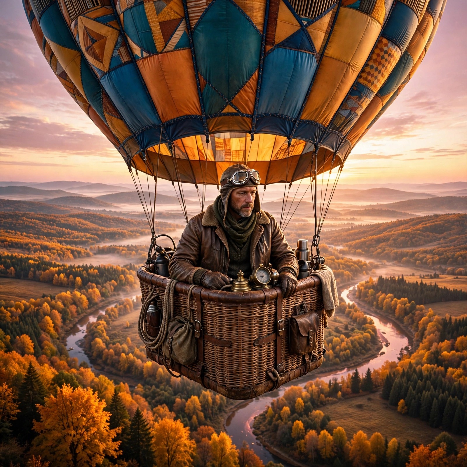 Balloonist Over an Autumn Valley at Dawn motivational WhatsApp DP