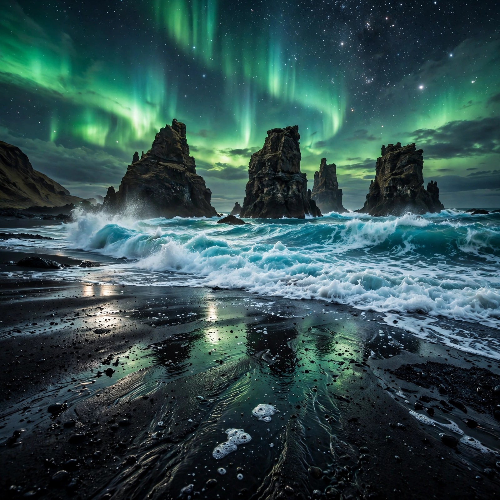 Black Sand Beach Aurora WhatsApp DP - black sand beach