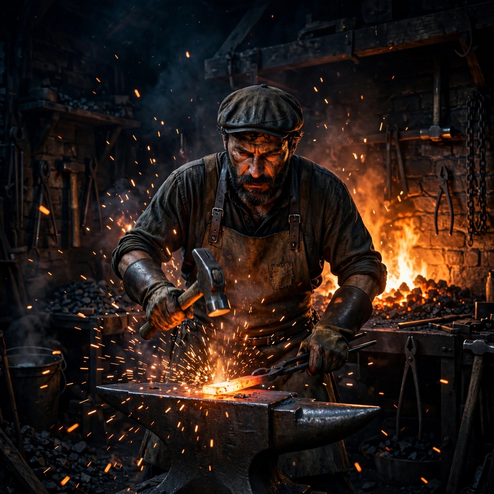 Blacksmith Forge Sparks Night Motivational Dp WhatsApp DP
