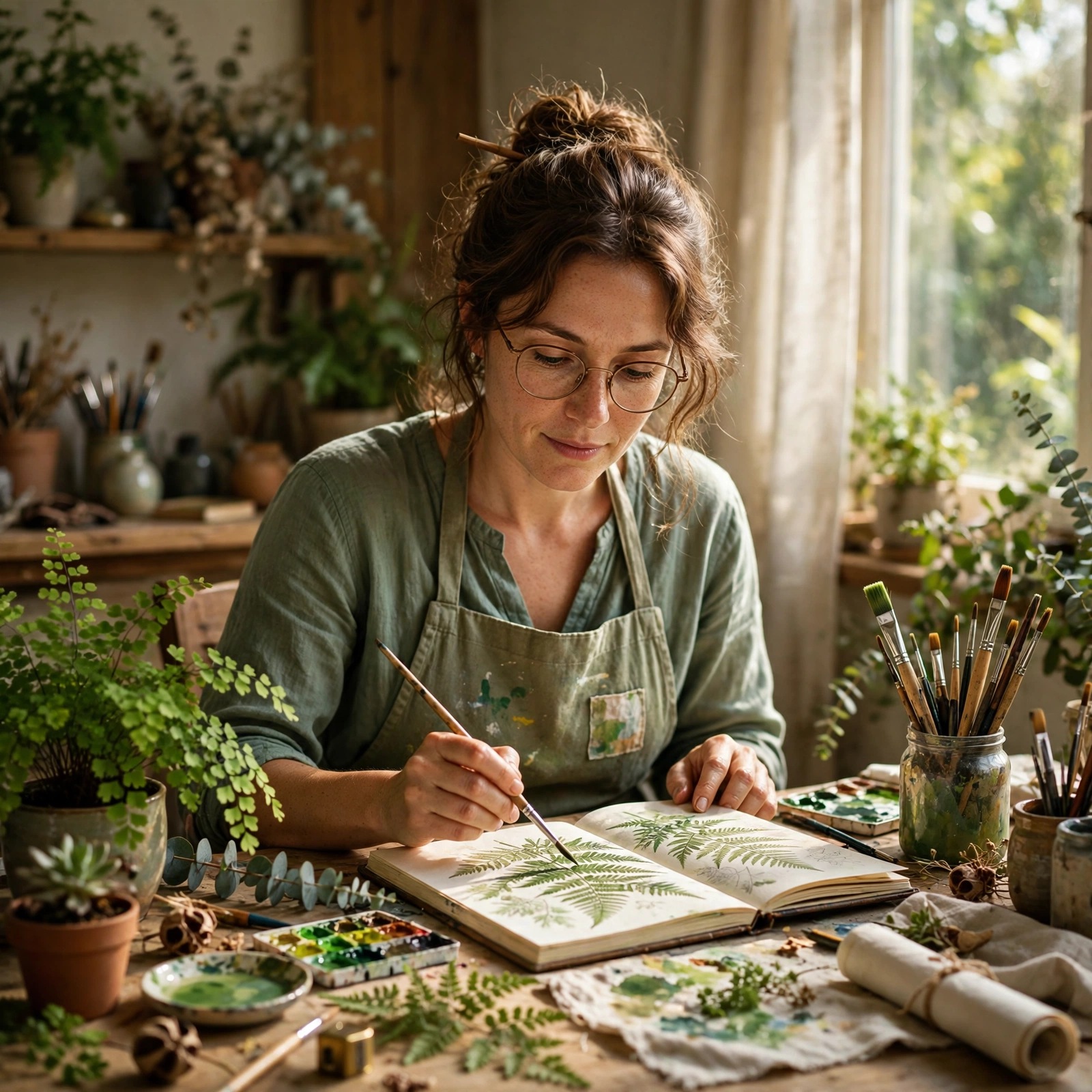 Botanical Illustrator Painting Ferns