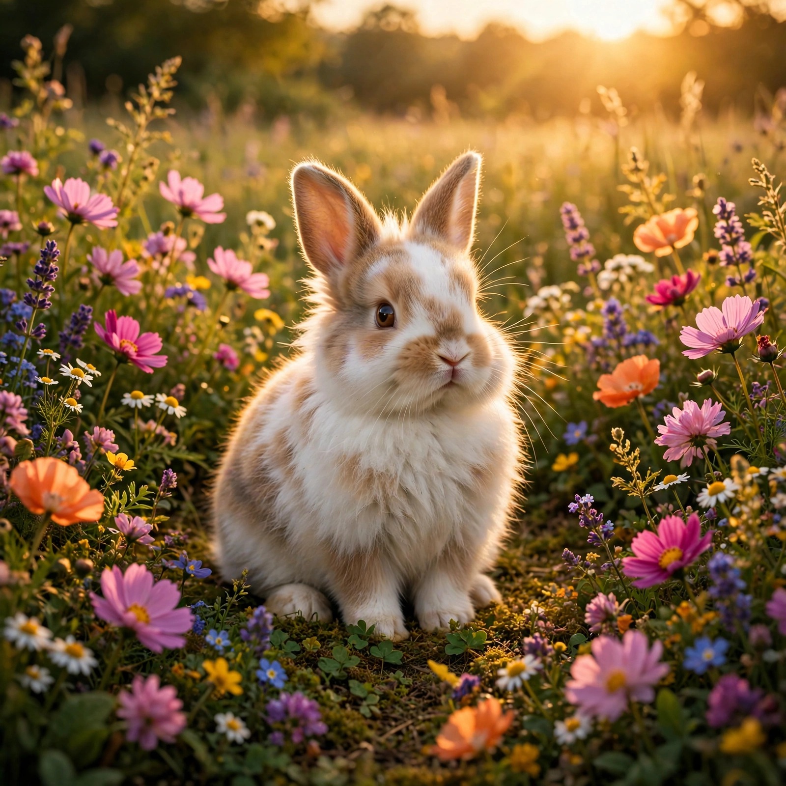Bunny in Flower Field, cute animals profile picture