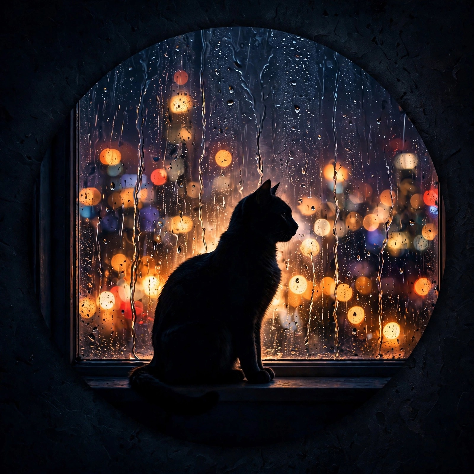 Cat at Rainy Window, cute aesthetic profile picture
