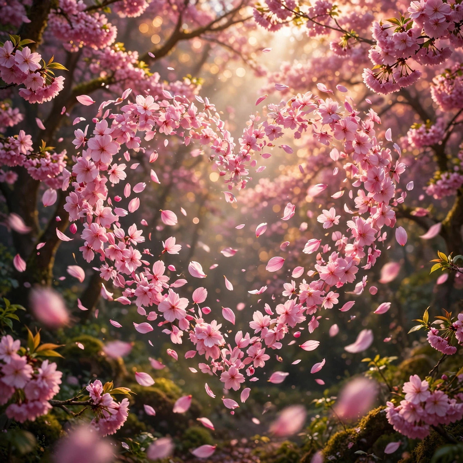 cherry blossom petal heart love dp