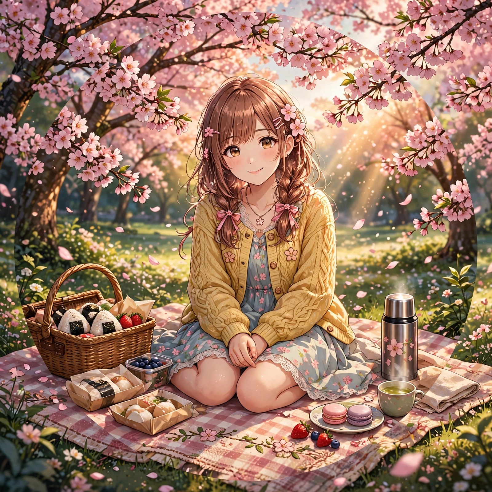 Cherry Orchard Picnic Girl