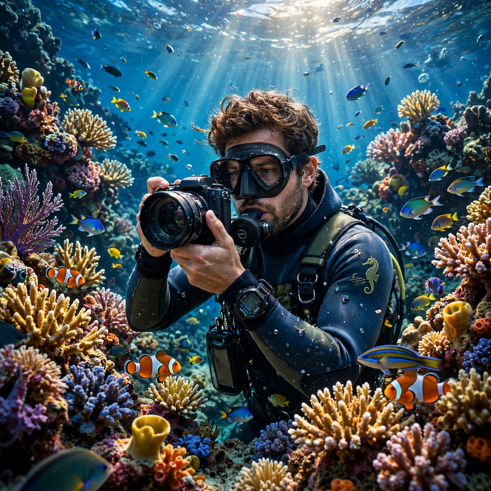 Coral Reef Biologist Photographing Fish