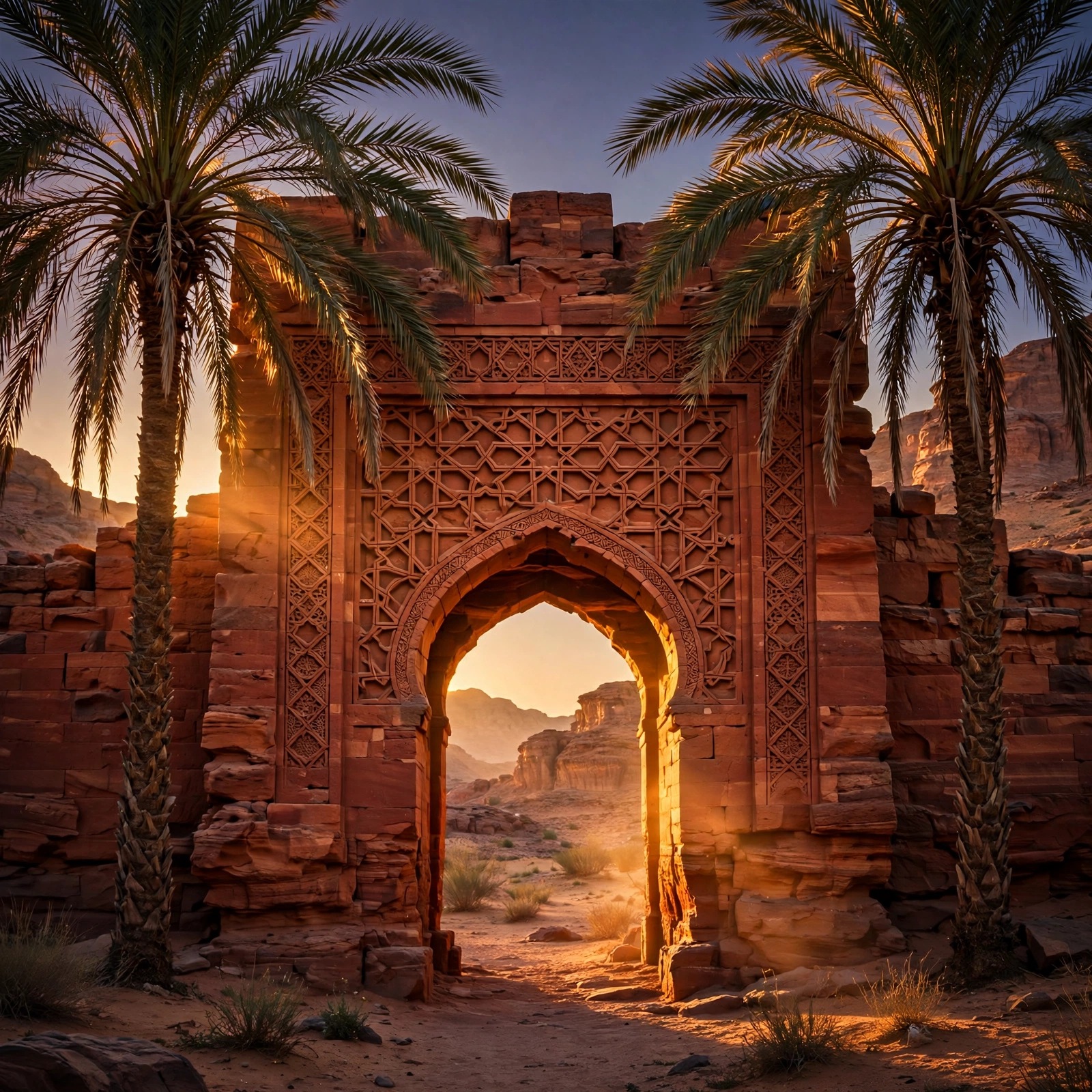 Coral Sandstone Fort Gate at Dusk
