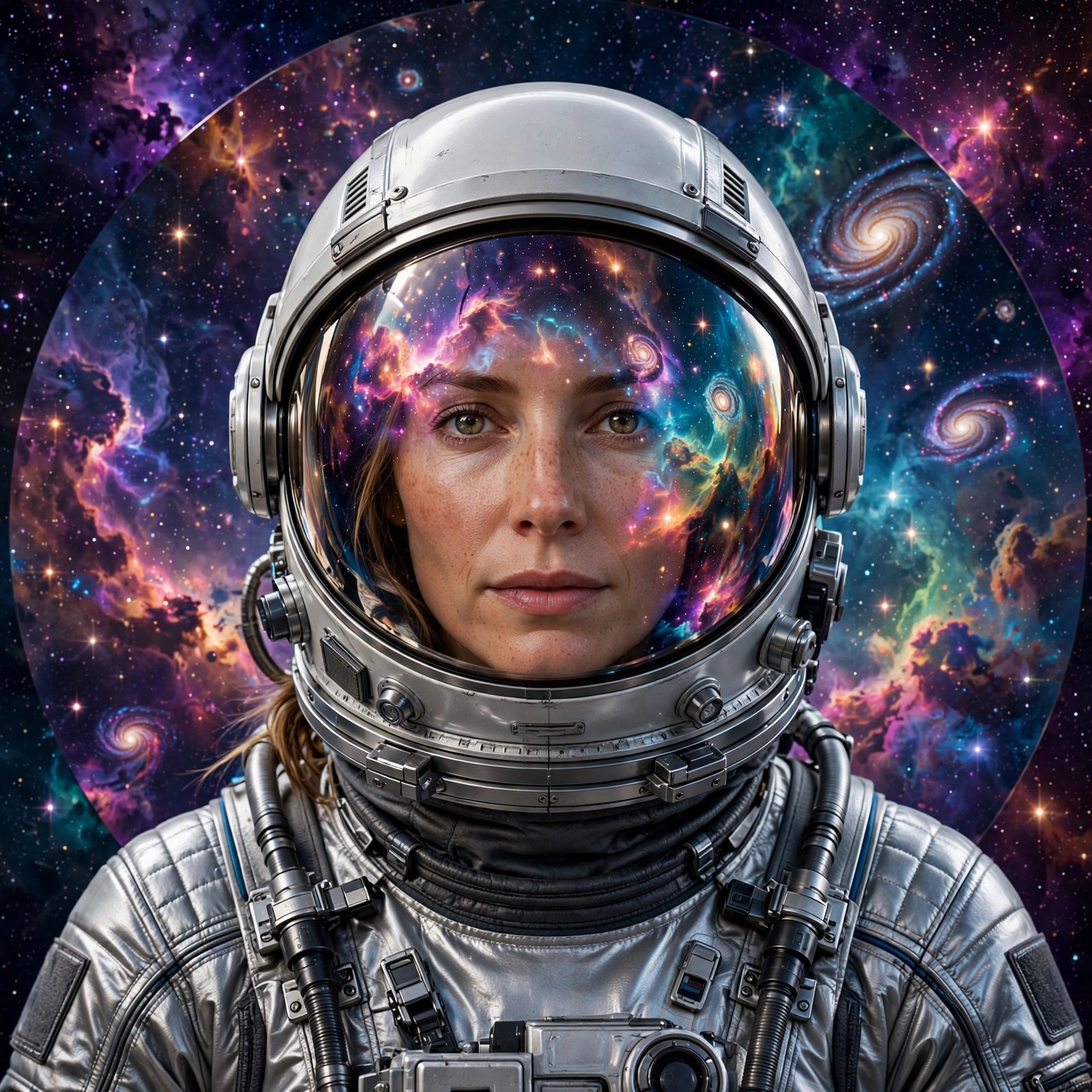 woman astronaut cosmic nebula girls dp
