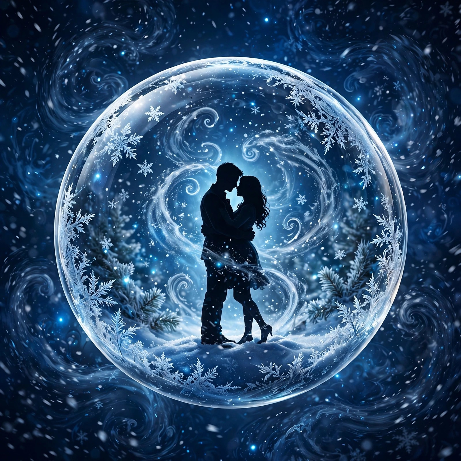 Couple Inside a Snow Globe, square love WhatsApp DP