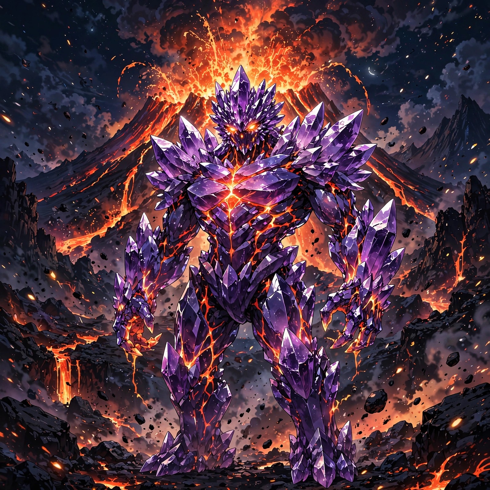 anime crystal golem before erupting volcano dp