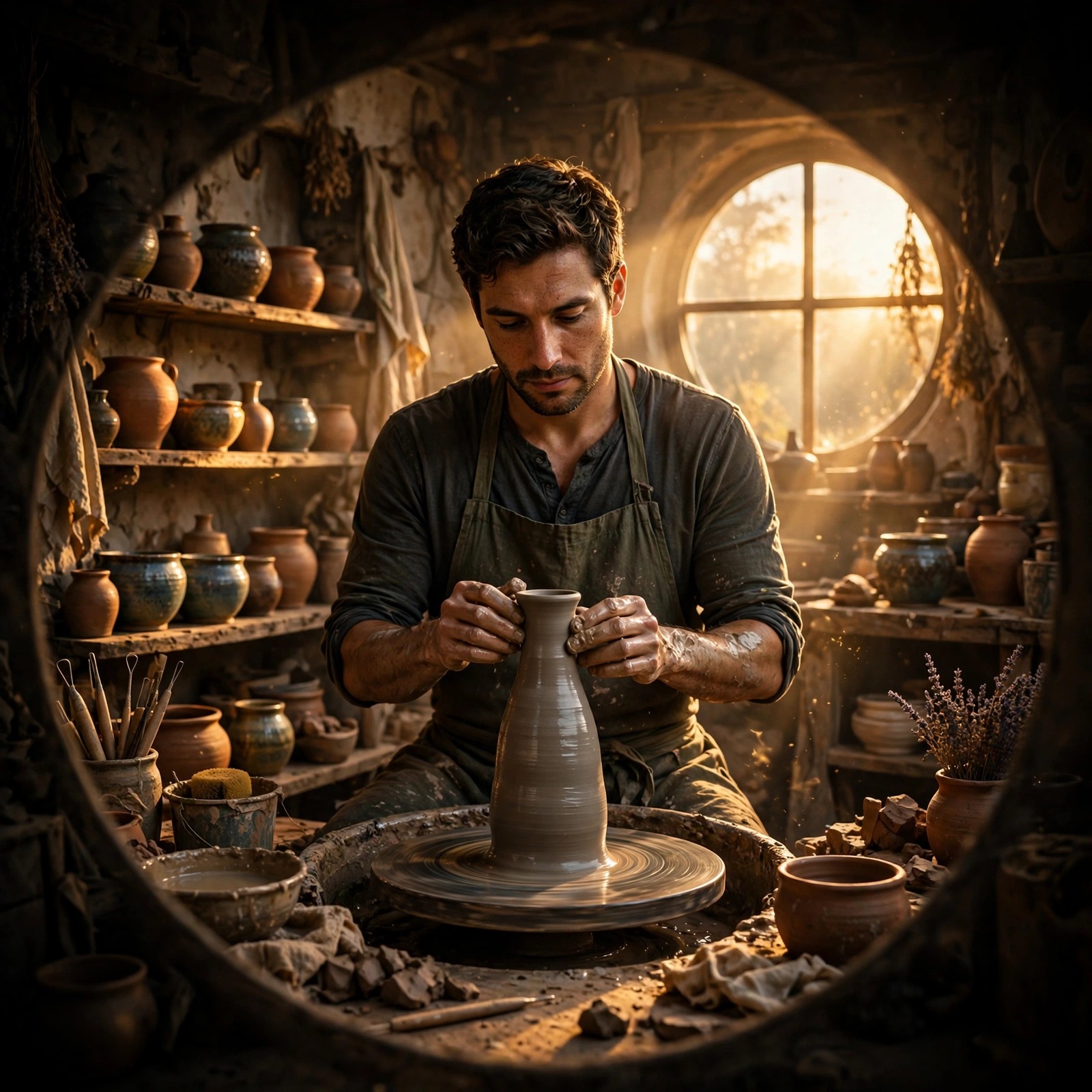 Potter Shaping Clay at Dawn motivational WhatsApp DP