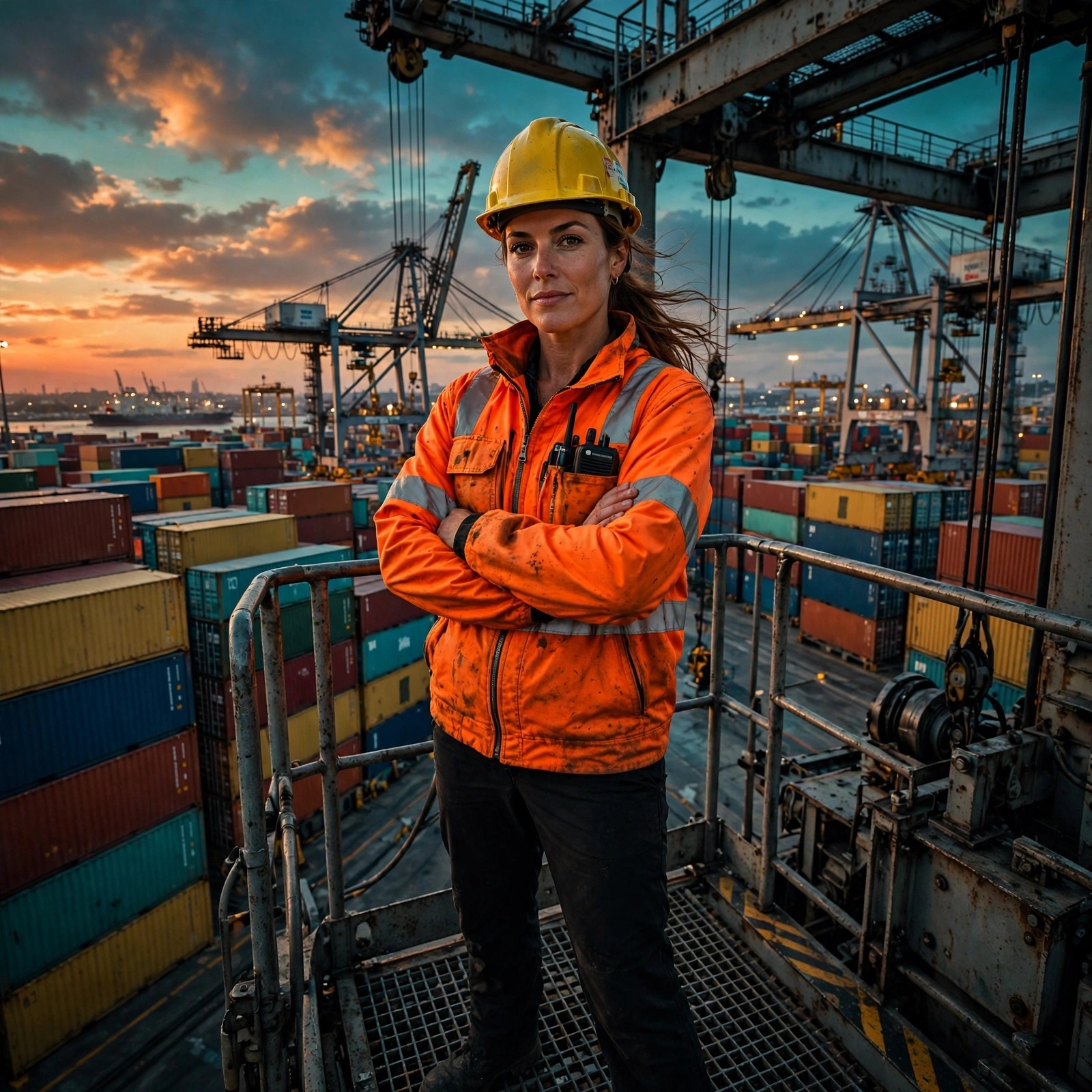 Dusk Container Port Crane Operator Attitude DP — free WhatsApp DP download