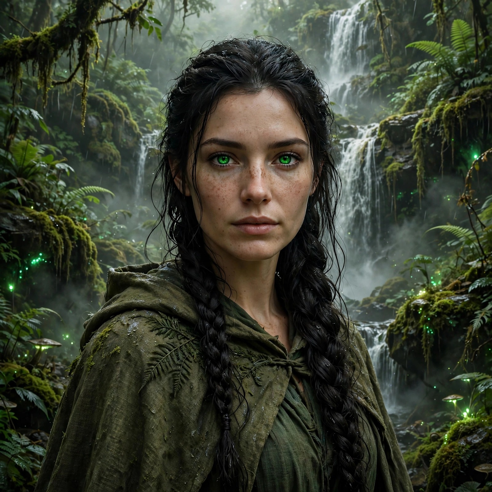 emerald eyes woman rainforest waterfall girls dp