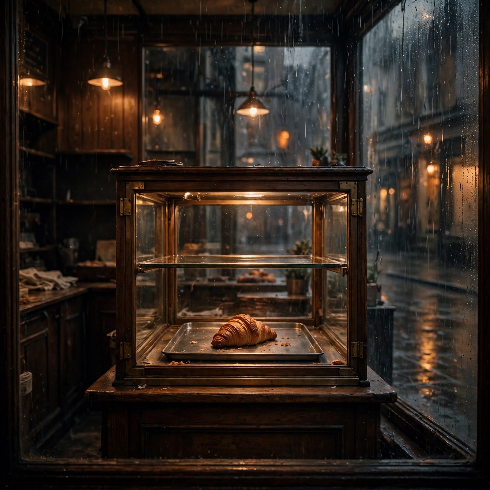 Empty Bakery Display at Closing Hour