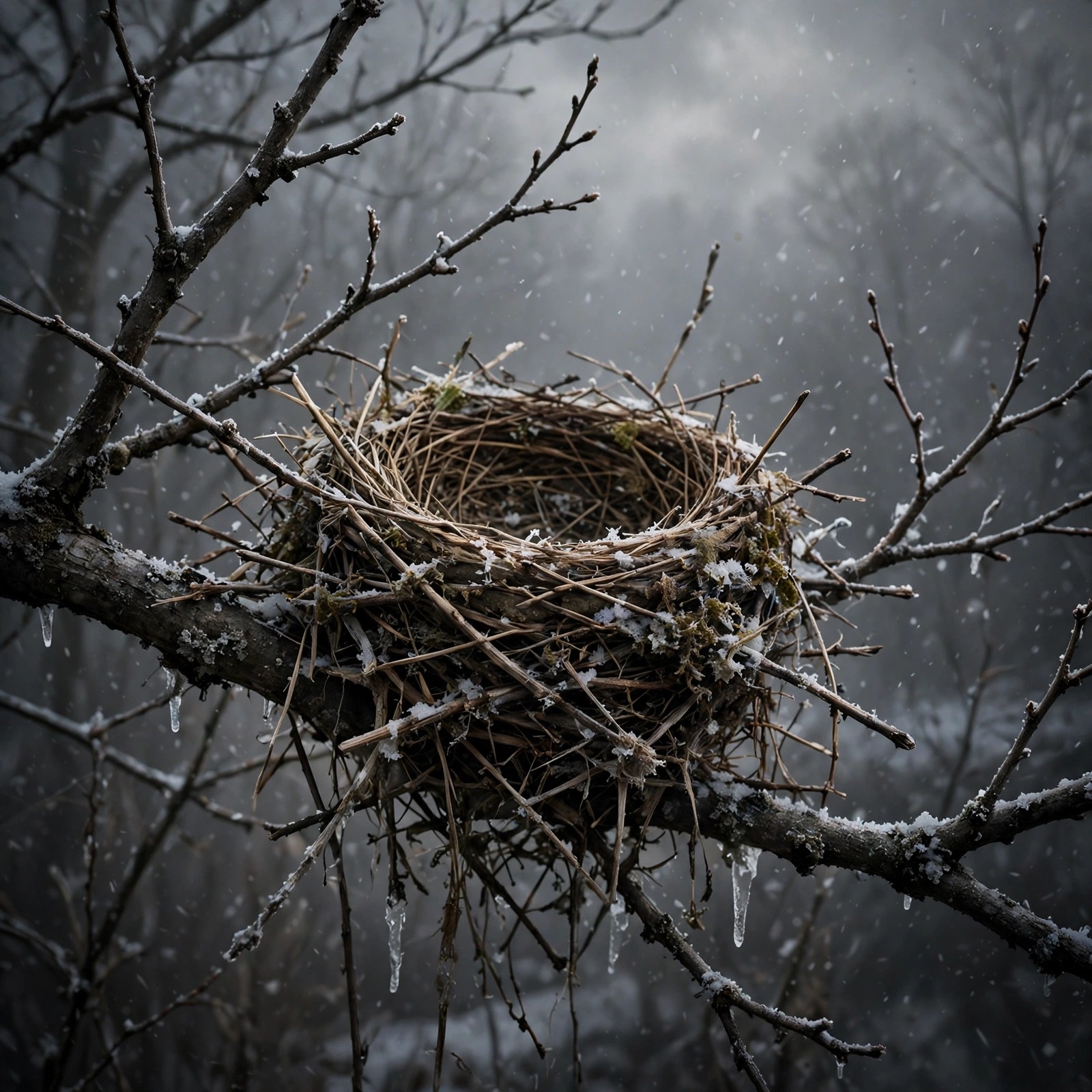 Empty Nest Bare Branch Winter Sad Dp WhatsApp DP