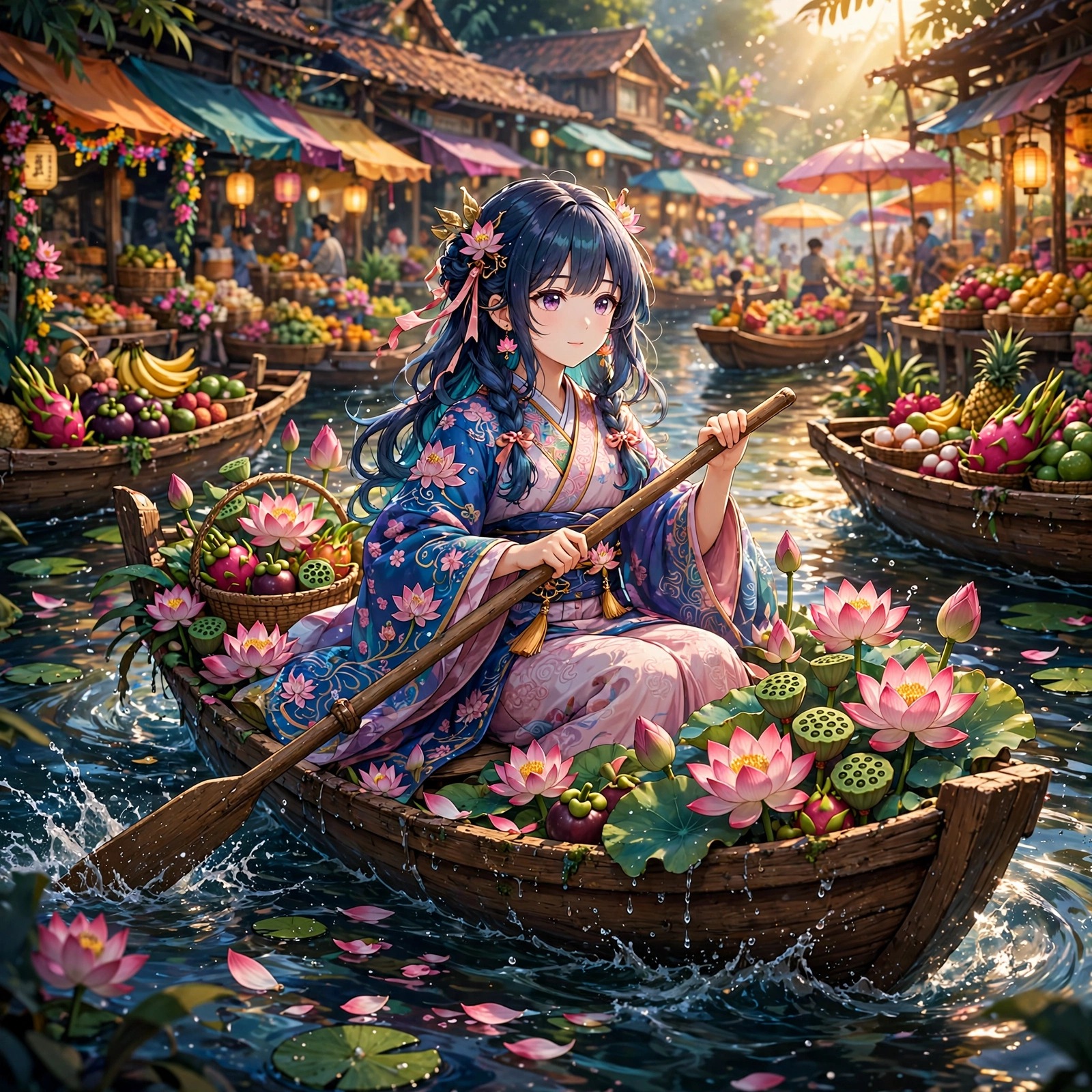 Floating Market Lotus Boat Girl