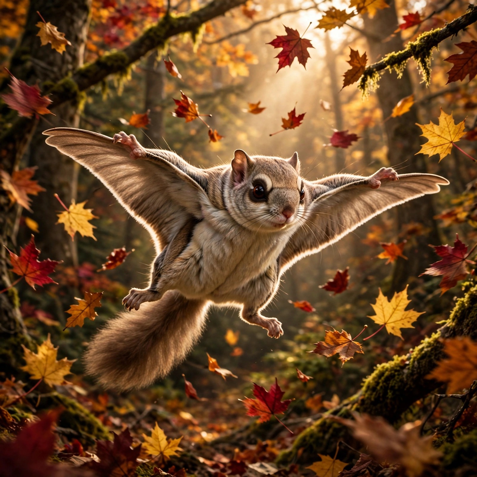 Flying Squirrel Autumn Glide - square animals WhatsApp DP