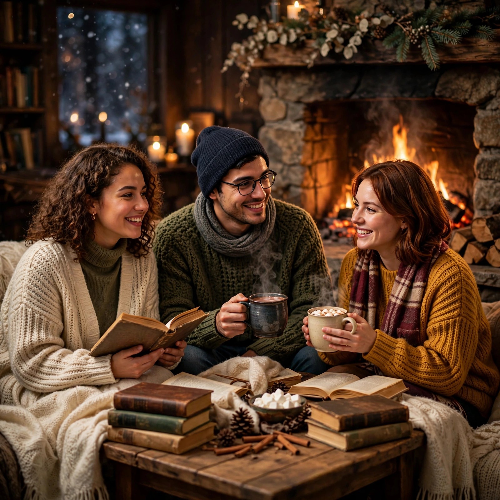 Friends at a Hot Chocolate Book Club