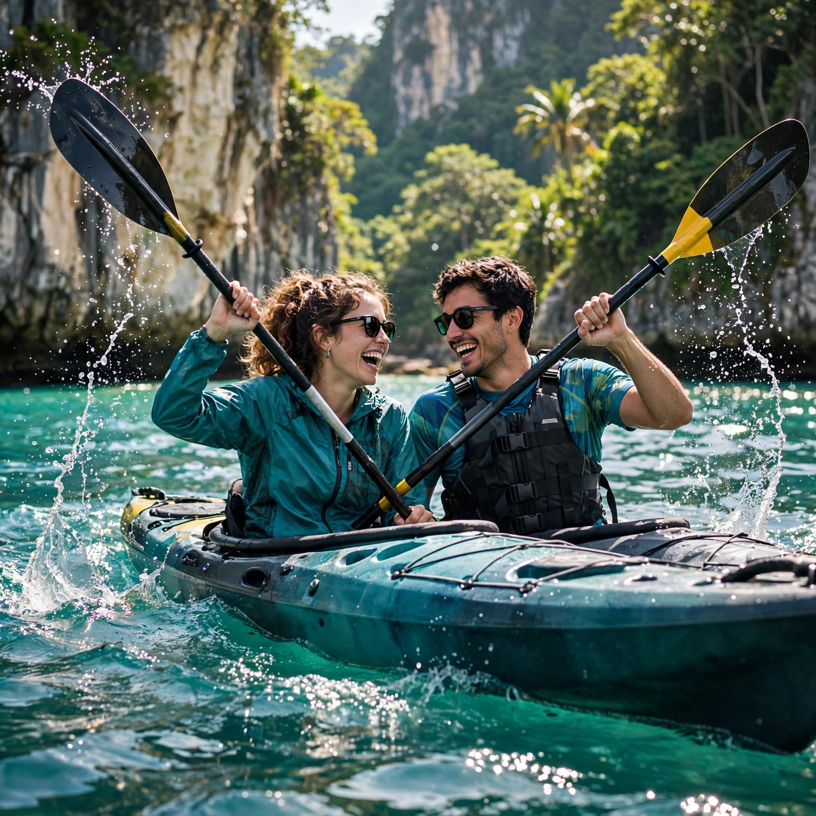 friends kayaking on turquoise water friendship dp