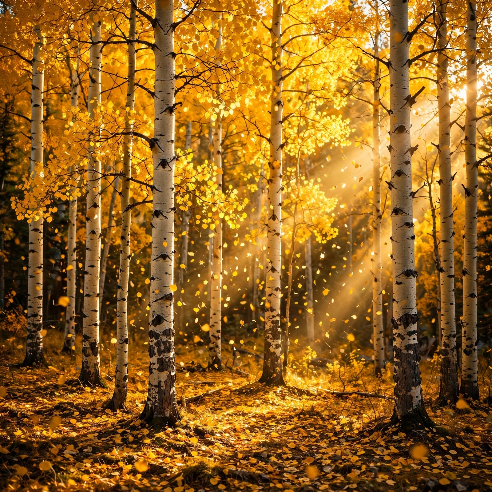 golden aspen trees with glowing autumn leaves nature dp