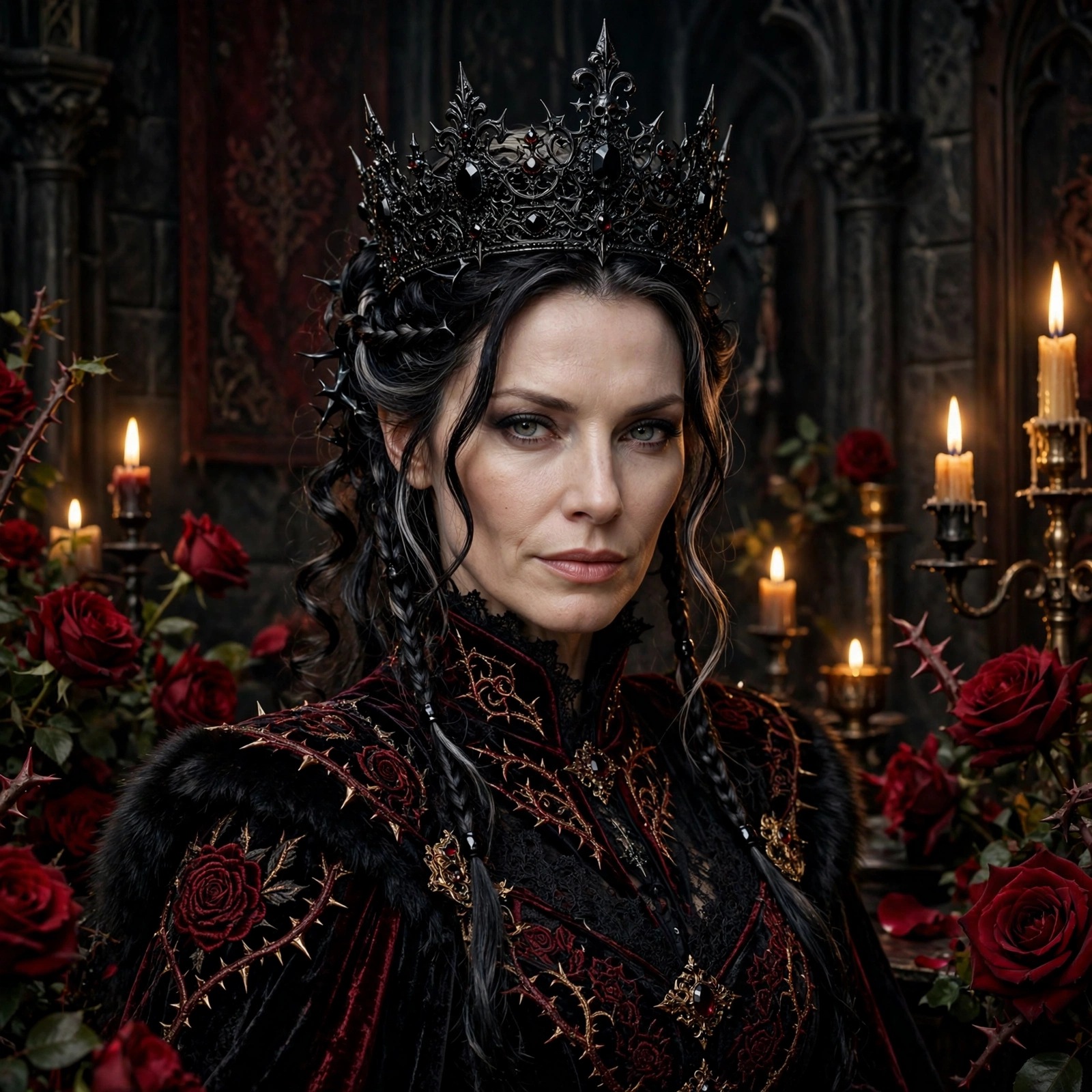 regal gothic queen with black crown candlelit palace attitude dp