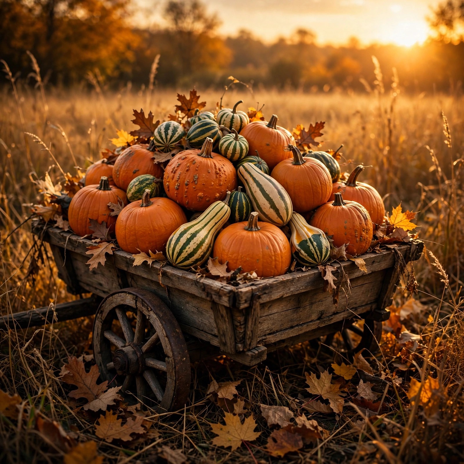 Harvest Pumpkin Cart Golden - square aesthetic WhatsApp DP