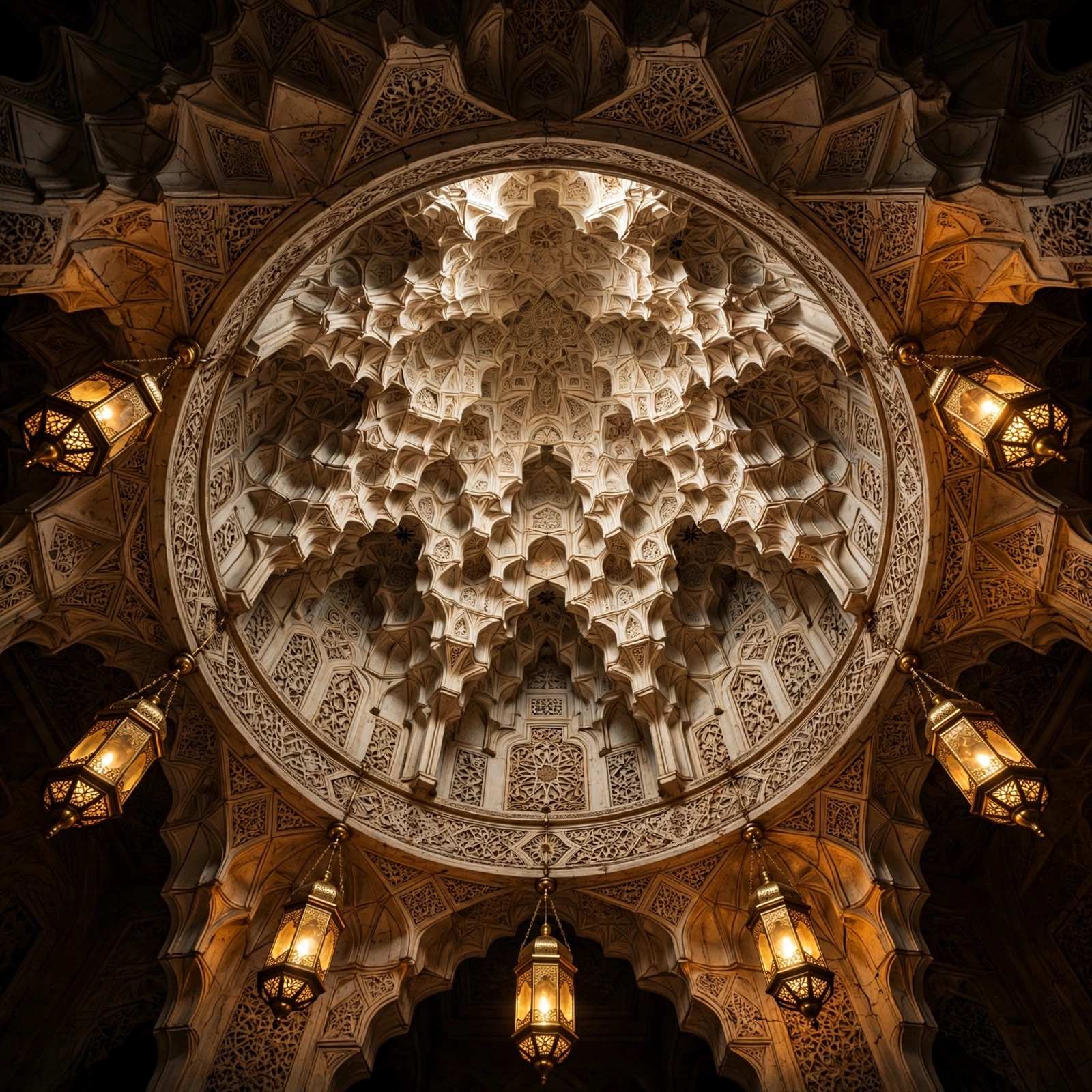 Honeycomb Muqarnas Vault with Lamps