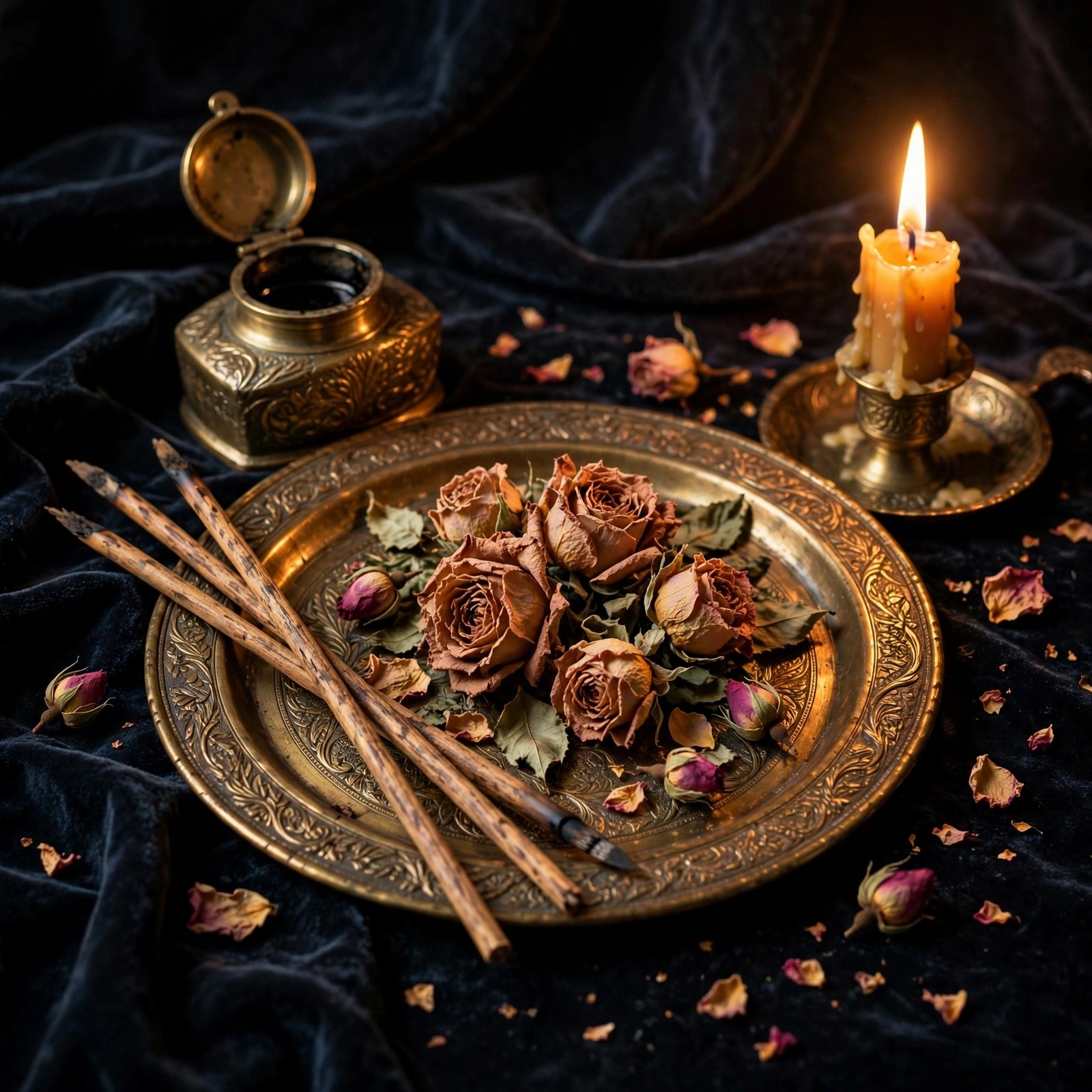 Ink and Brass Calligraphy Tools, square islamic WhatsApp DP