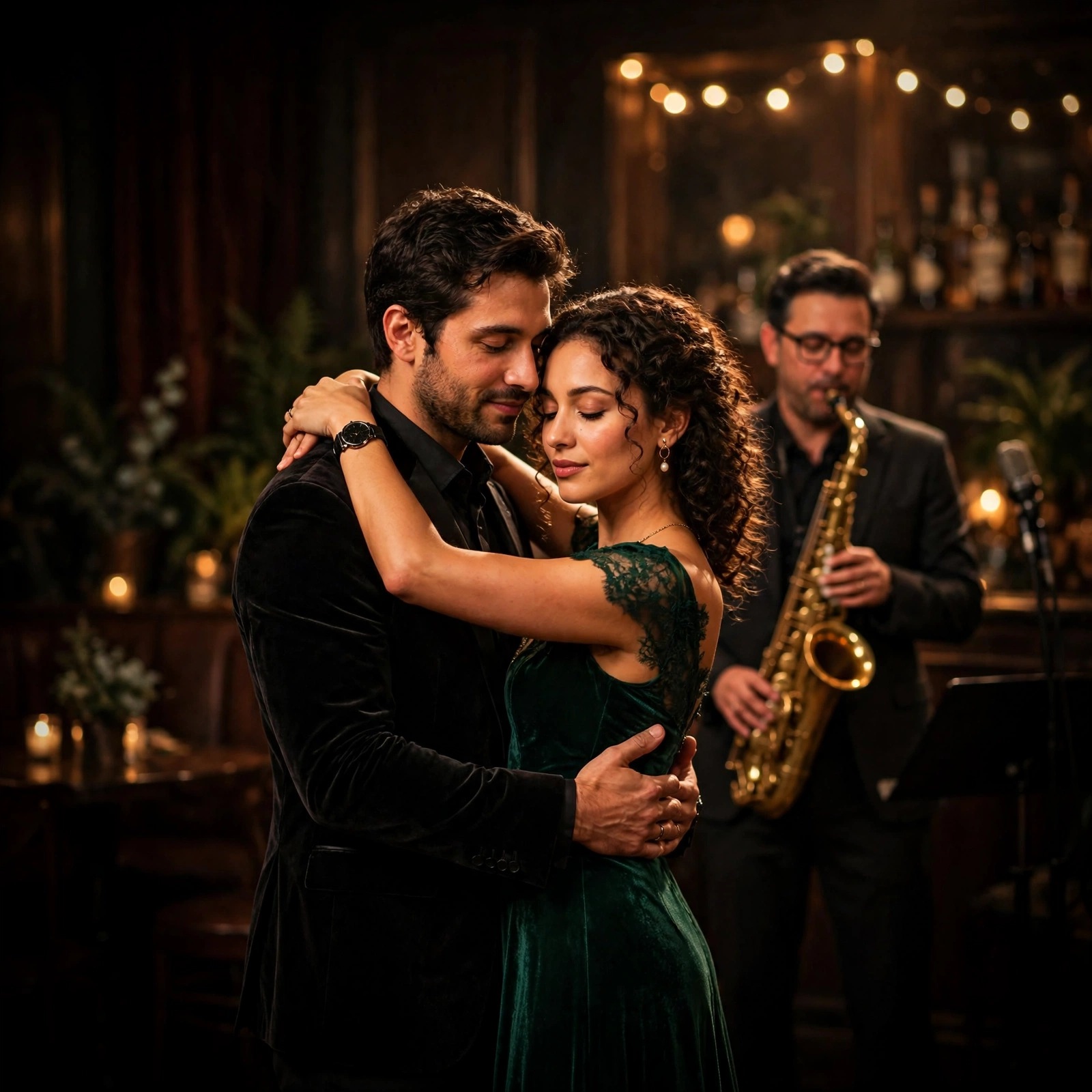Couple Slow Dancing in a Jazz Club