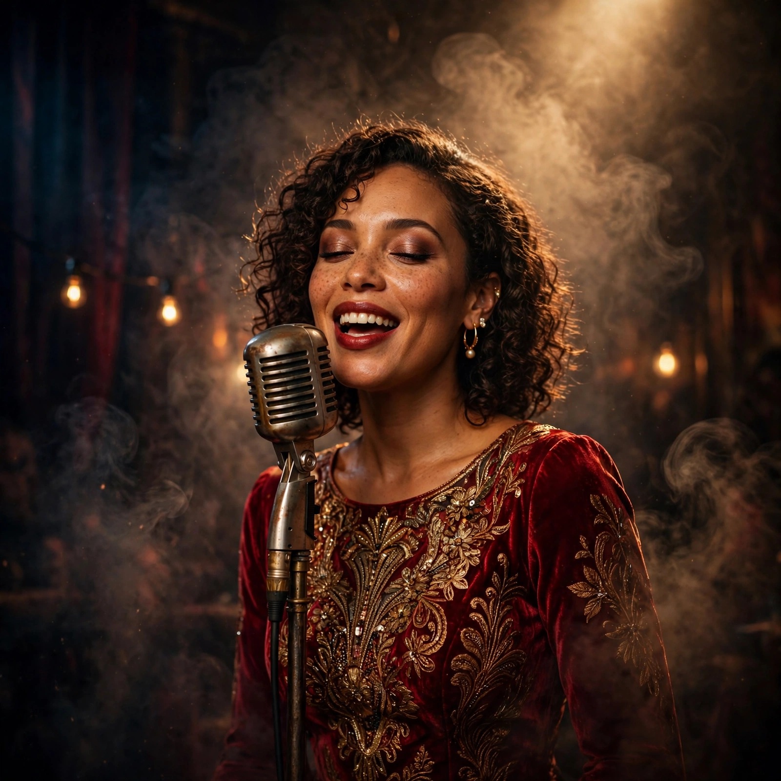 Jazz Club Singer in Warm Spotlight