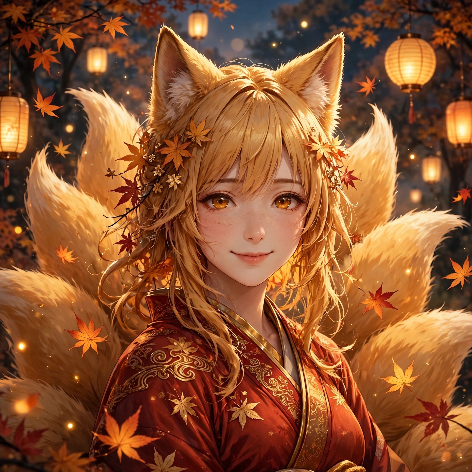 Kitsune Fox Spirit in Autumn WhatsApp DP for girls - free download
