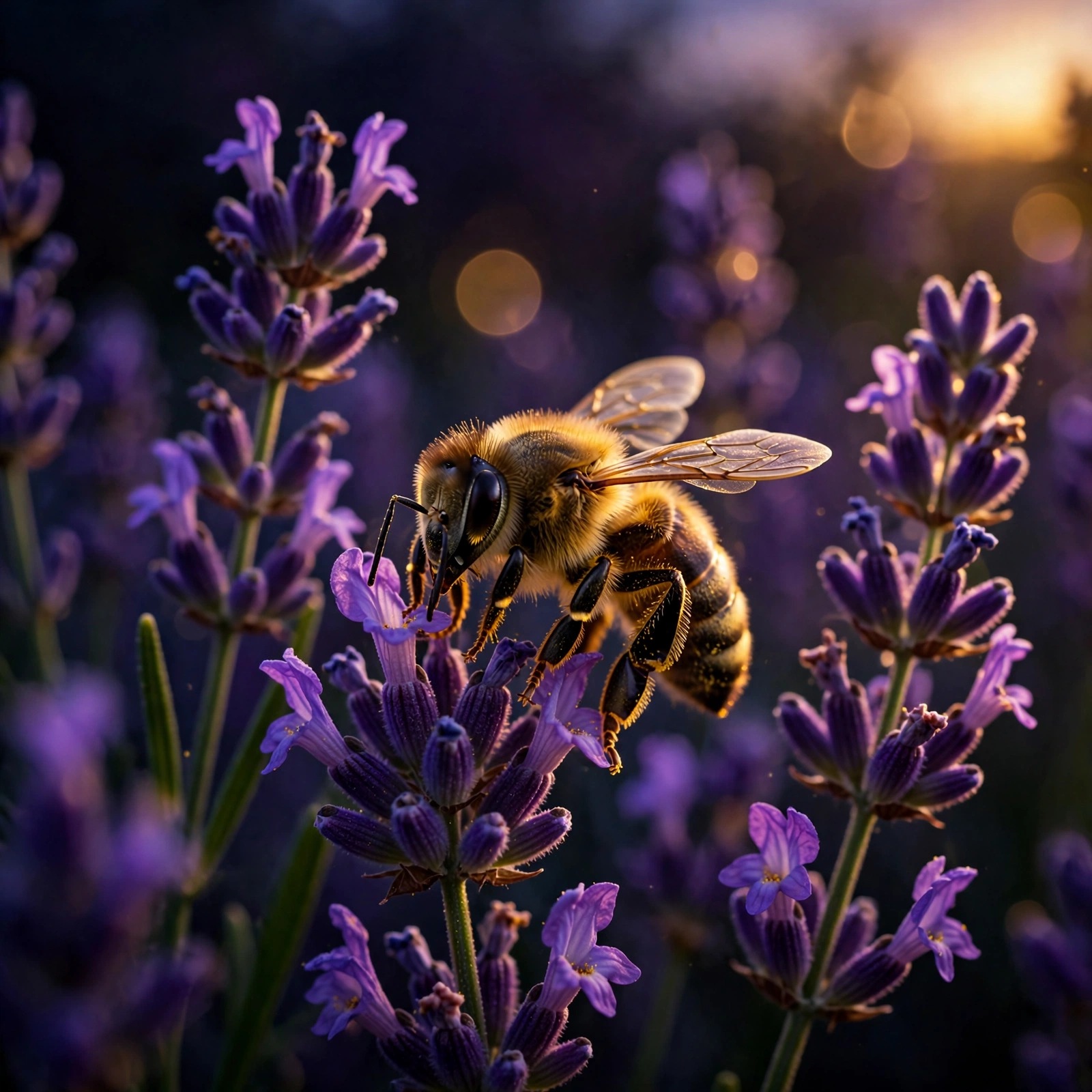 Lavender Bee Macro Dusk Nature Dp WhatsApp DP