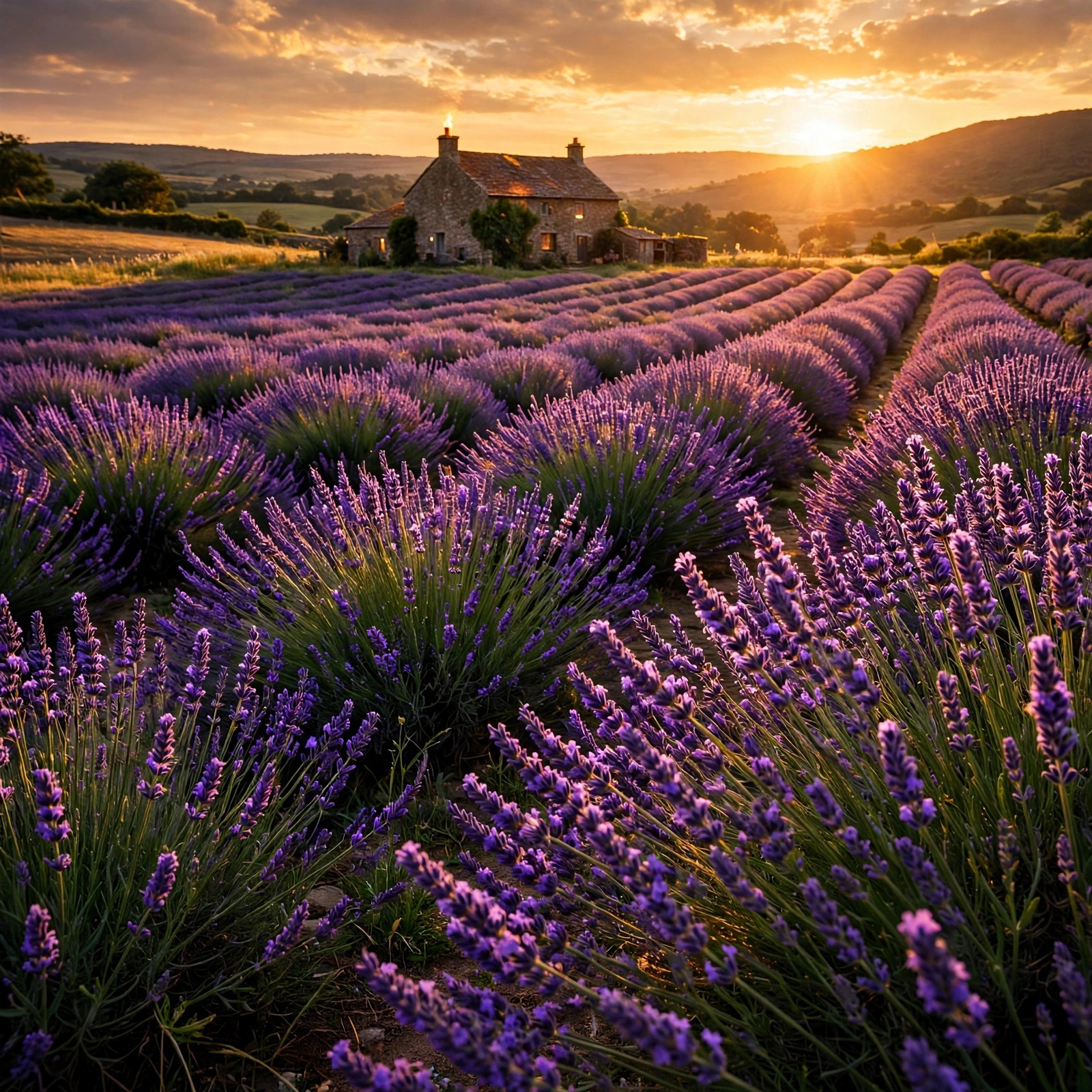 Lavender Field at Golden Hour
