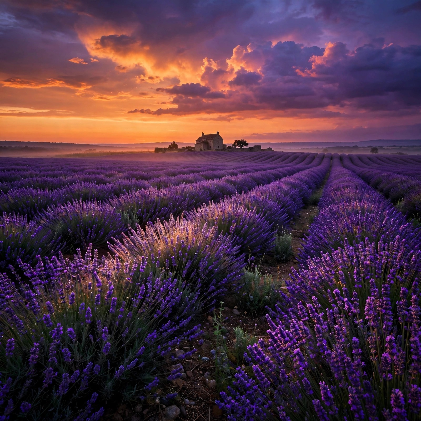 Lavender Field at Violet Dusk, nature DP