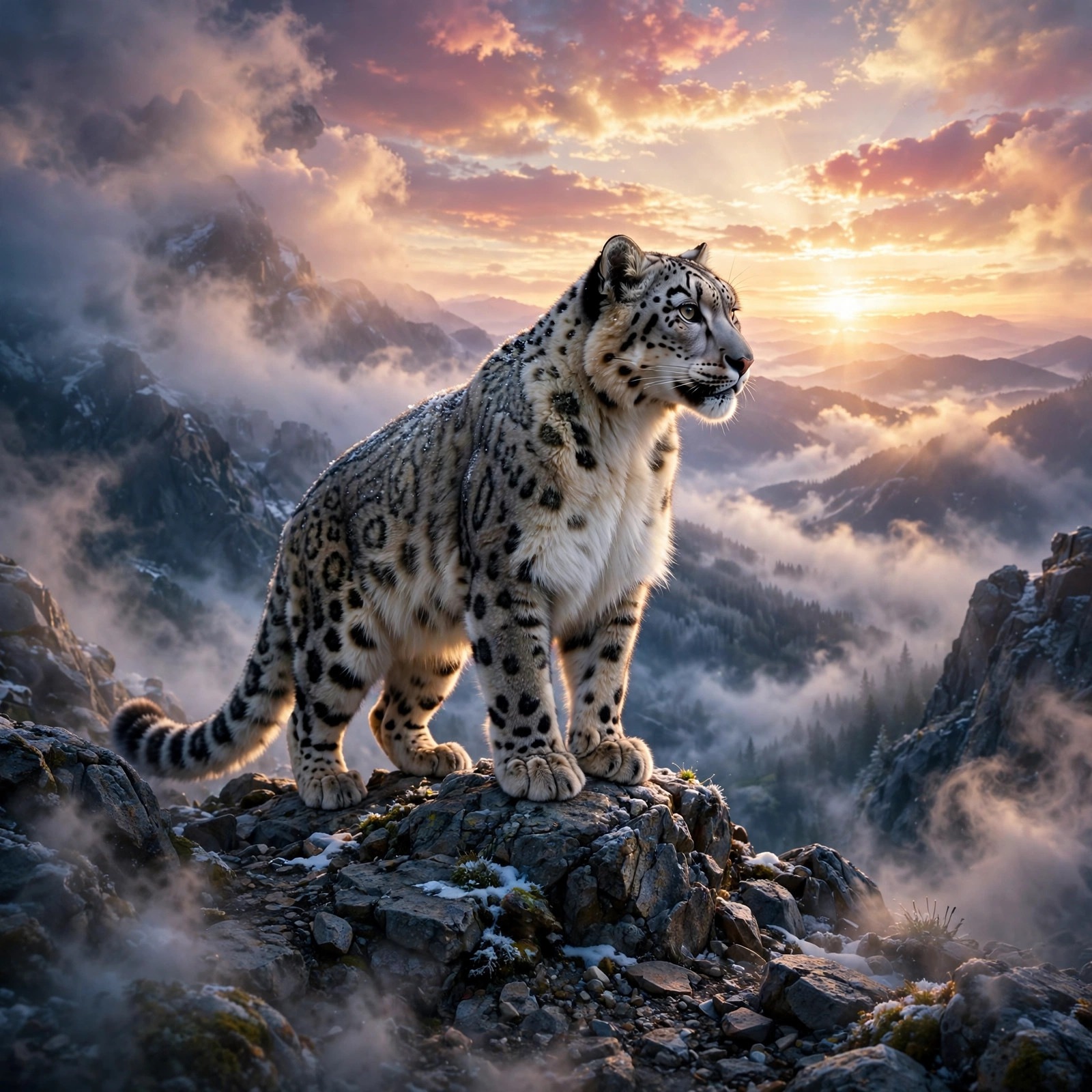 Snow Leopard Watching the New Horizon motivational WhatsApp DP