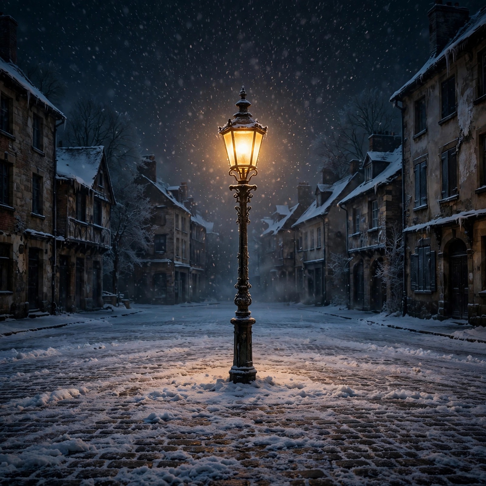 Lone Streetlamp Empty Square Snow Sad Dp WhatsApp DP