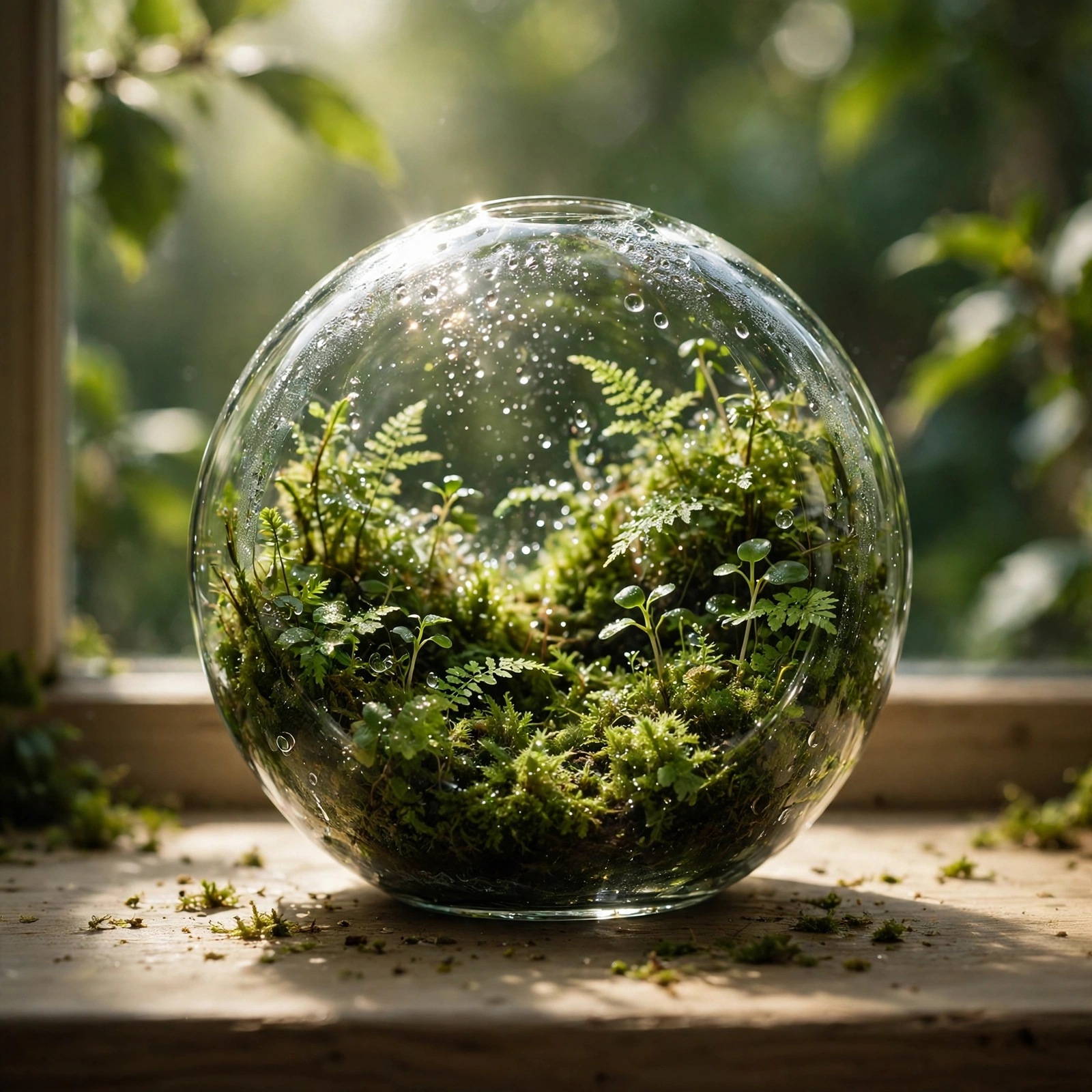 Moss Terrarium Glass Orb - Aesthetic WhatsApp DP