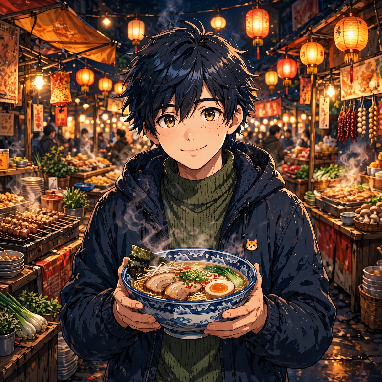 Night market ramen profile picture — original AI artwork for WhatsApp DP