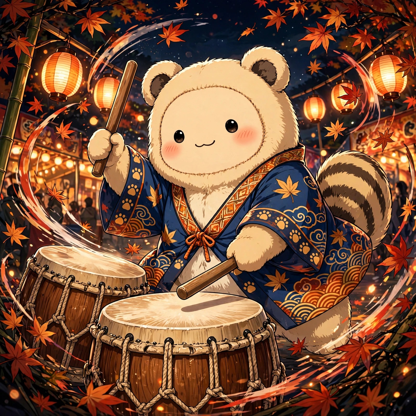 Autumn Tanuki Drummer - Anime WhatsApp DP