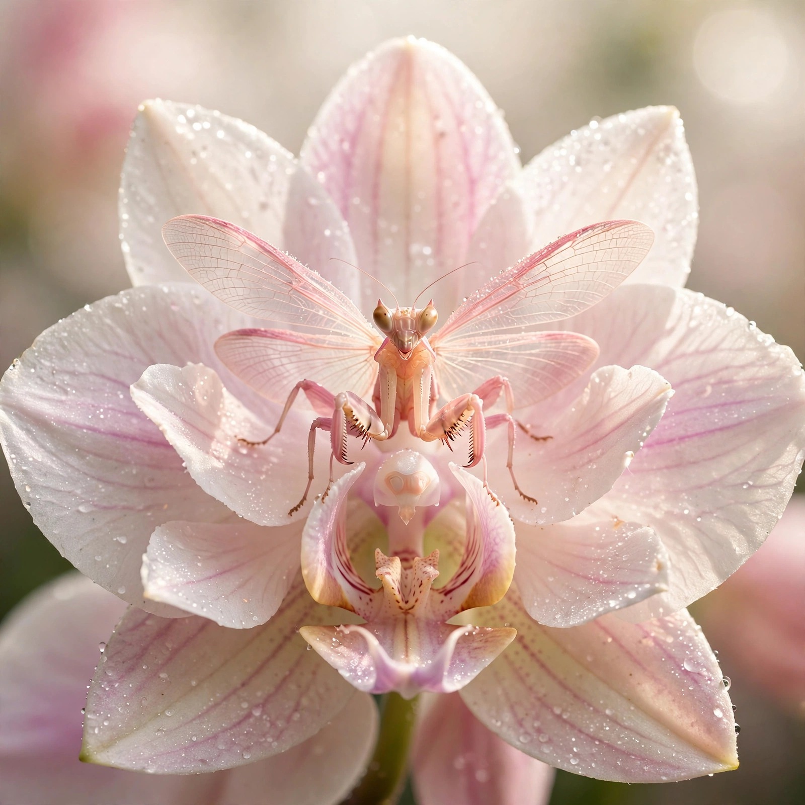 orchid mantis camouflaged on flower macro animals dp