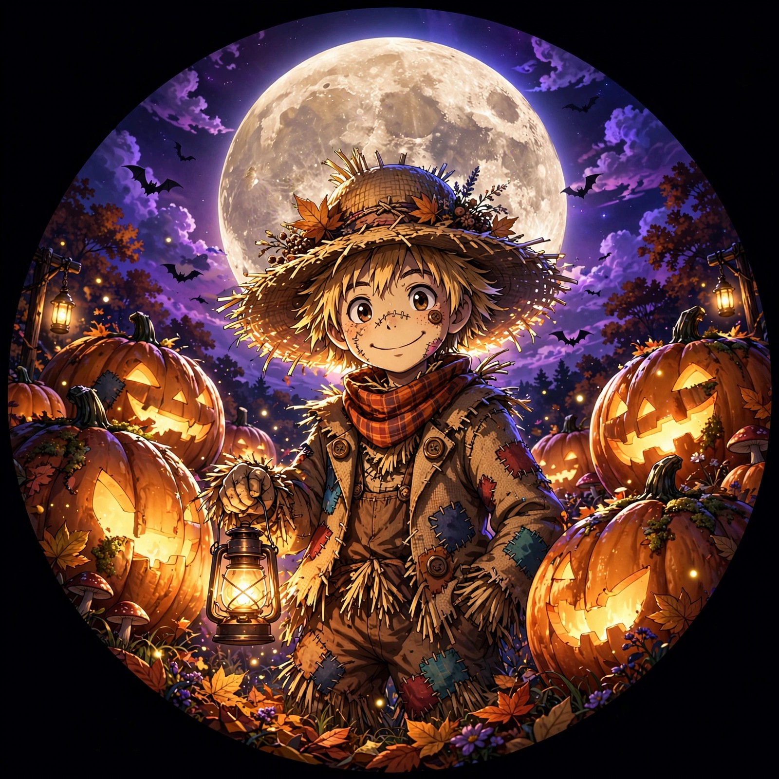anime scarecrow boy with pumpkins under harvest moon anime dp