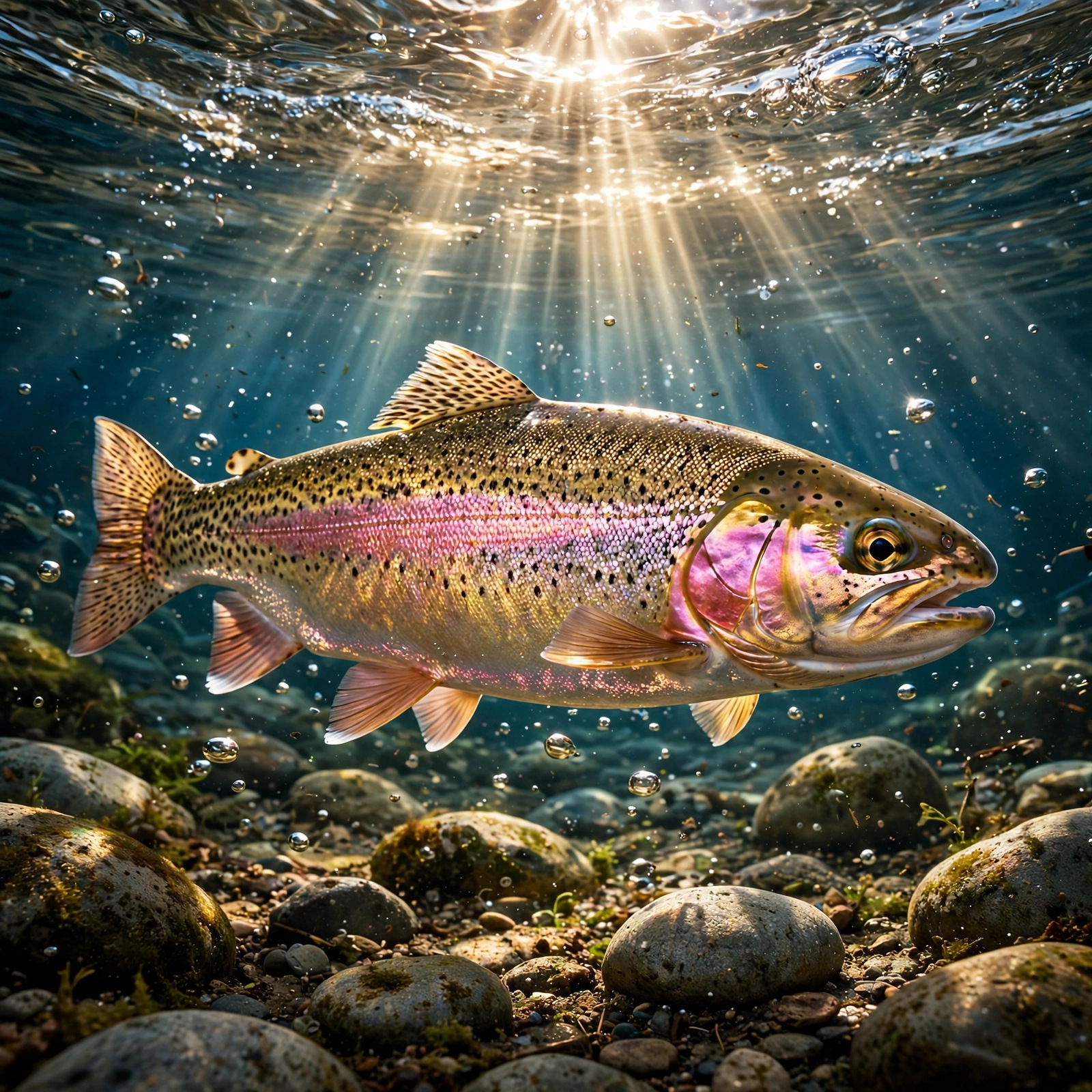 Rainbow Trout in Crystal Stream WhatsApp DP - rainbow trout
